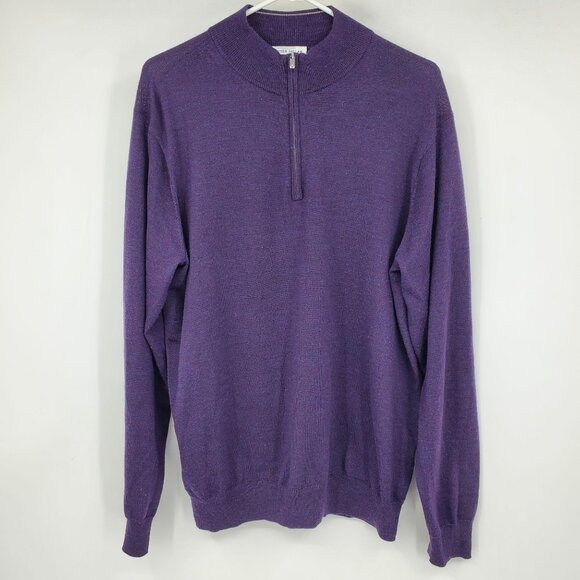 Peter Millar Merino Wool Blend Men's 1/4 Zip Long Sleeve Pullover Sweater Large - Picture 1 of 9